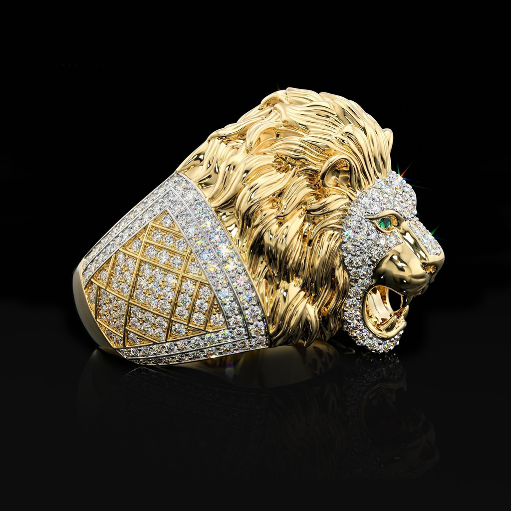 Iced Out Lion Head Ring