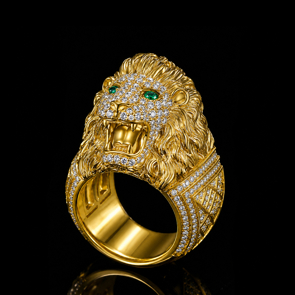 Iced Out Lion Head Ring