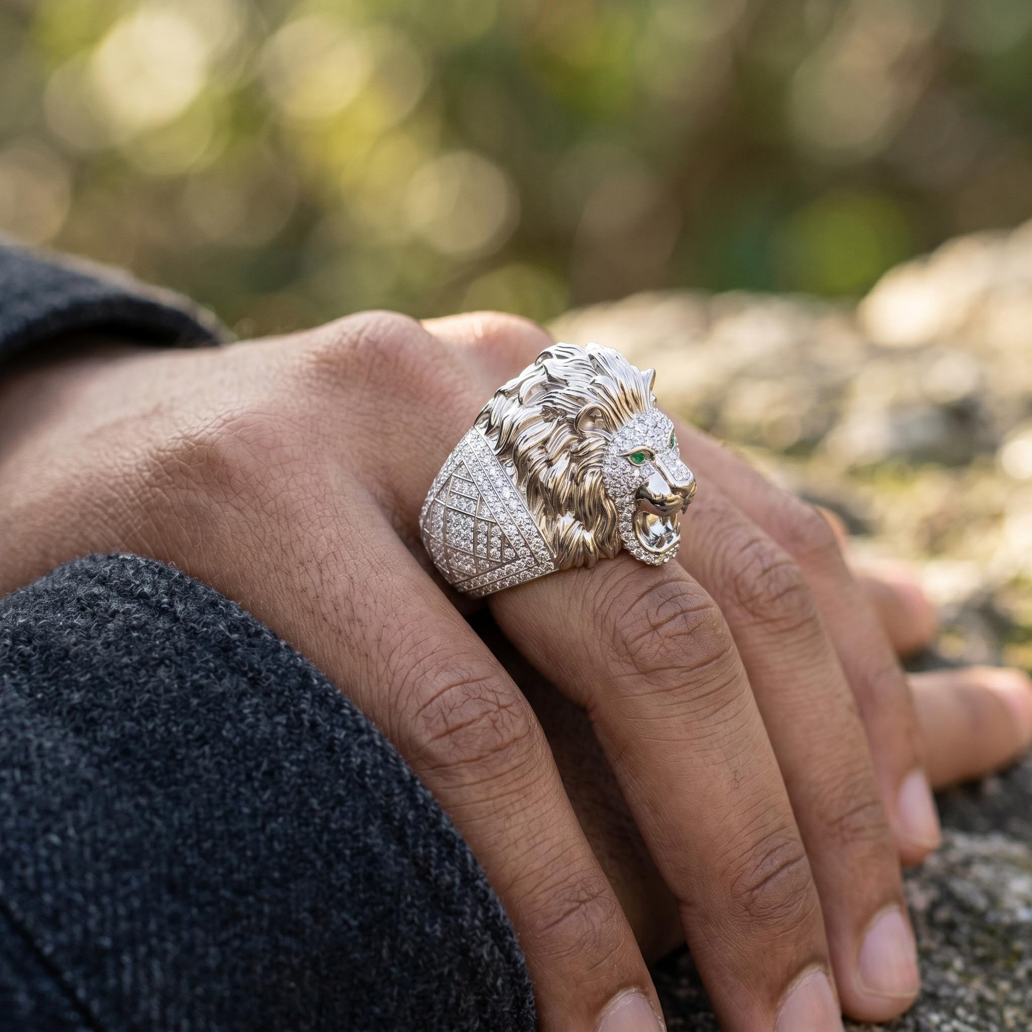 Iced Out Lion Head Ring