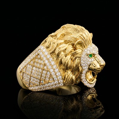 Iced Out Lion Head Ring