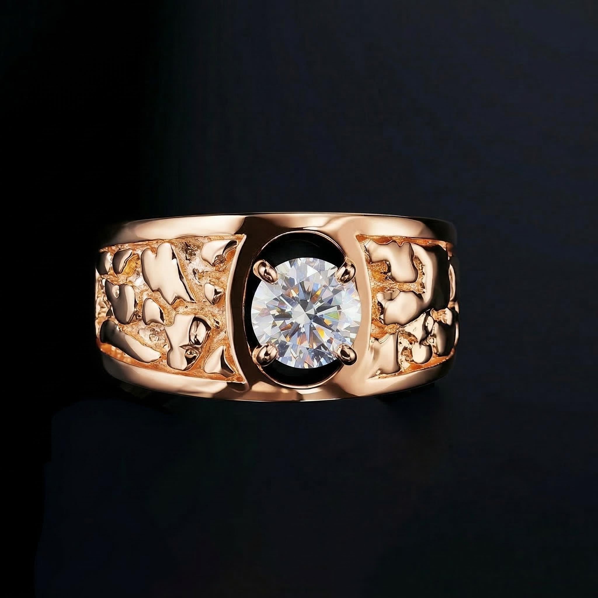 925S & VVS Moissanite 1.2Ct Nugget Ring