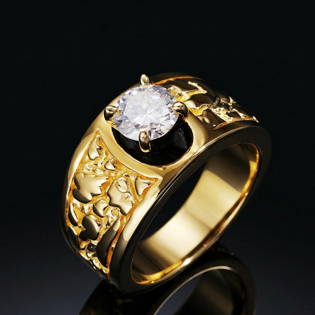 925S & VVS Moissanite 1.2Ct Nugget Ring