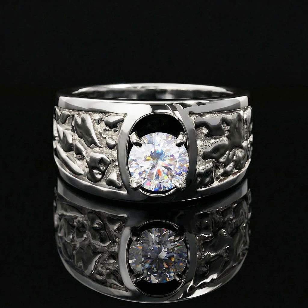 925S & VVS Moissanite 1.2Ct Nugget Ring