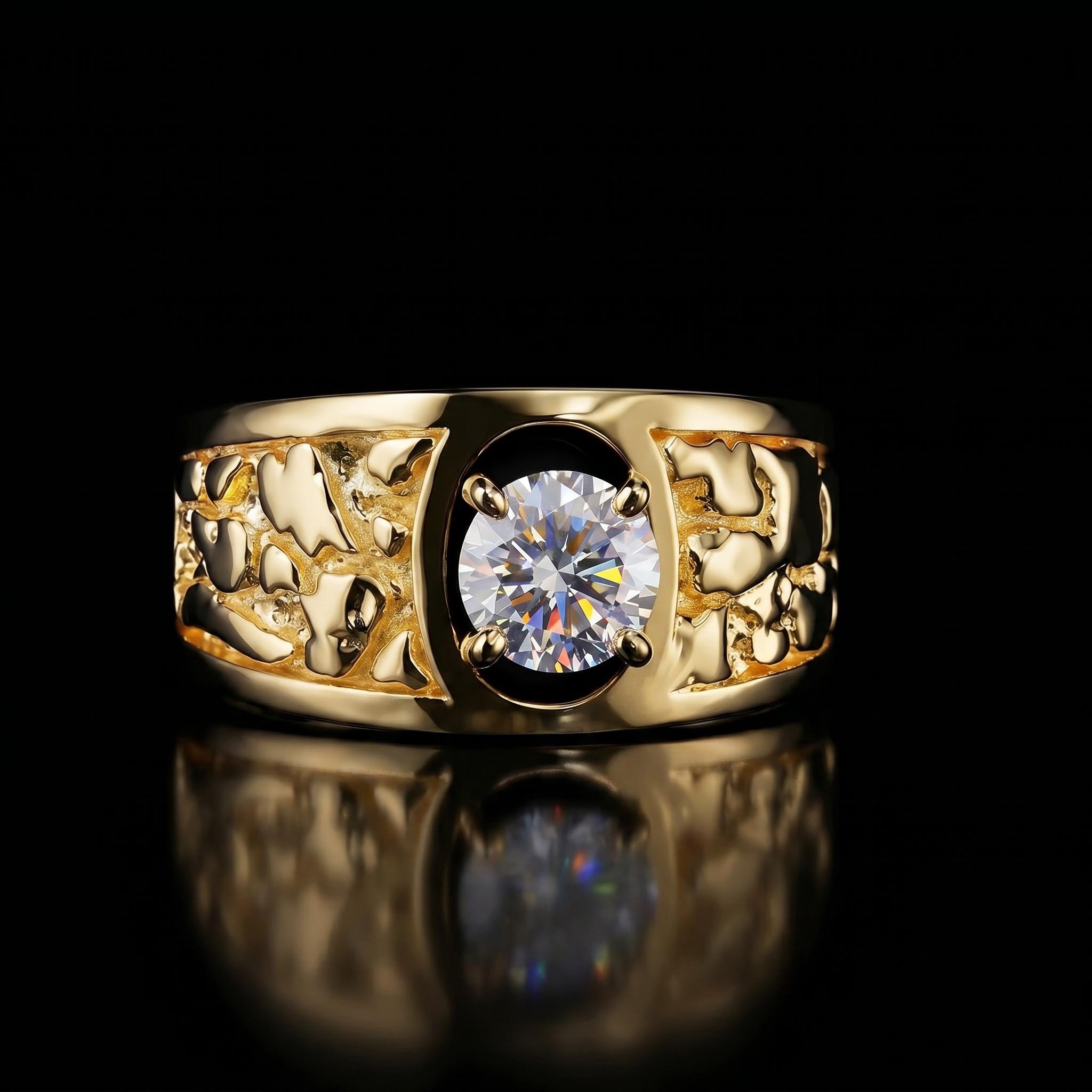 925S & VVS Moissanite 1.2Ct Nugget Ring