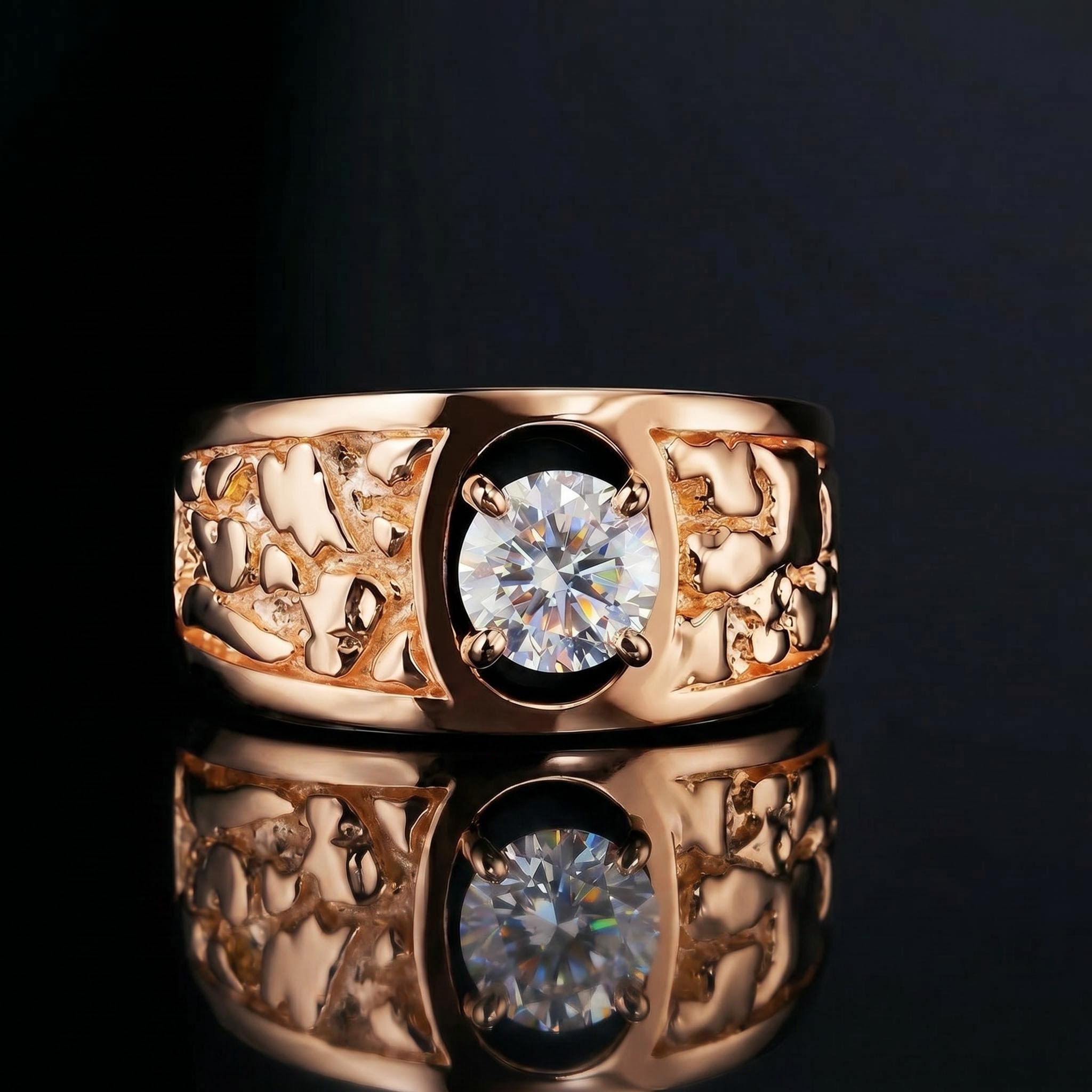 925S & VVS Moissanite 1.2Ct Nugget Ring