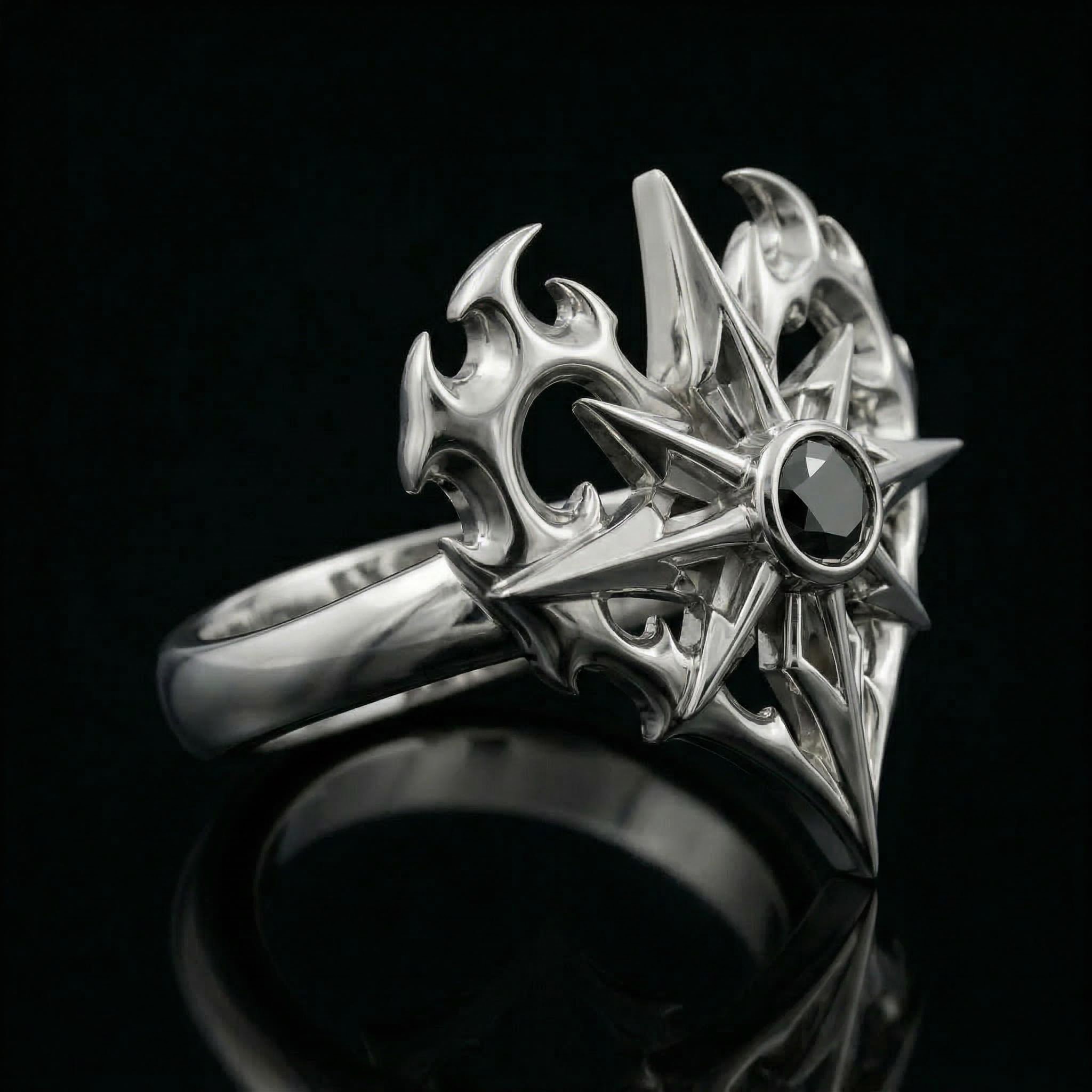 Men's Edgy Vintage Black Diamond S925 Silver Ring Men's Edgy Vintage Black Diamond S925 Silver Ring