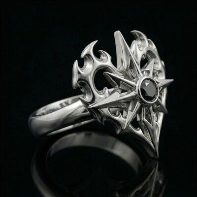 Men's Edgy Vintage Black Diamond S925 Silver Ring