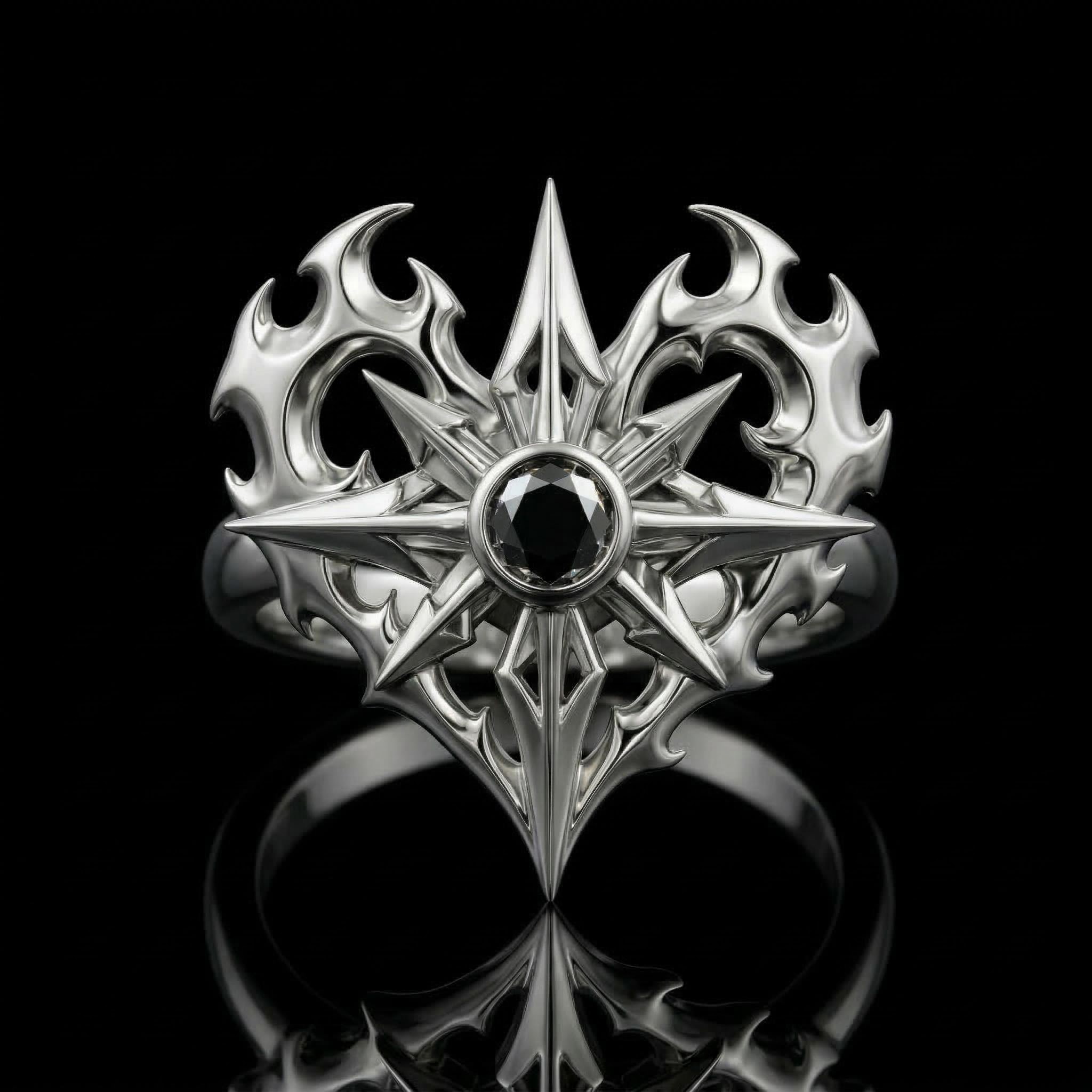 Men's Edgy Vintage Black Diamond S925 Silver Ring Men's Edgy Vintage Black Diamond S925 Silver Ring