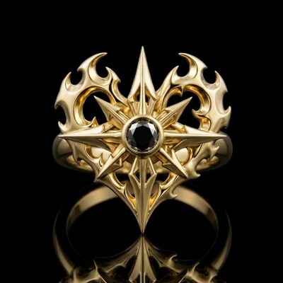 Men's Edgy Vintage Black Diamond S925 Silver Ring