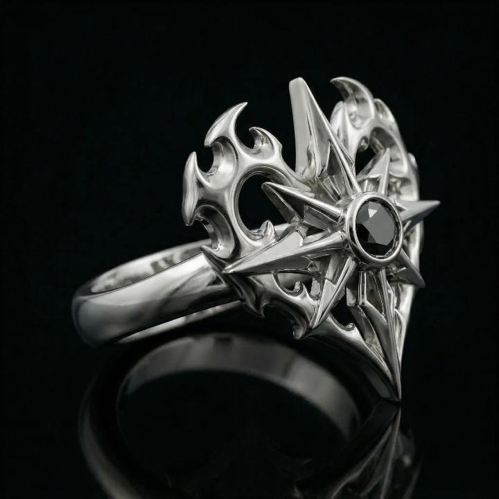 Men's Edgy Vintage Black Diamond S925 Silver Ring Men's Edgy Vintage Black Diamond S925 Silver Ring