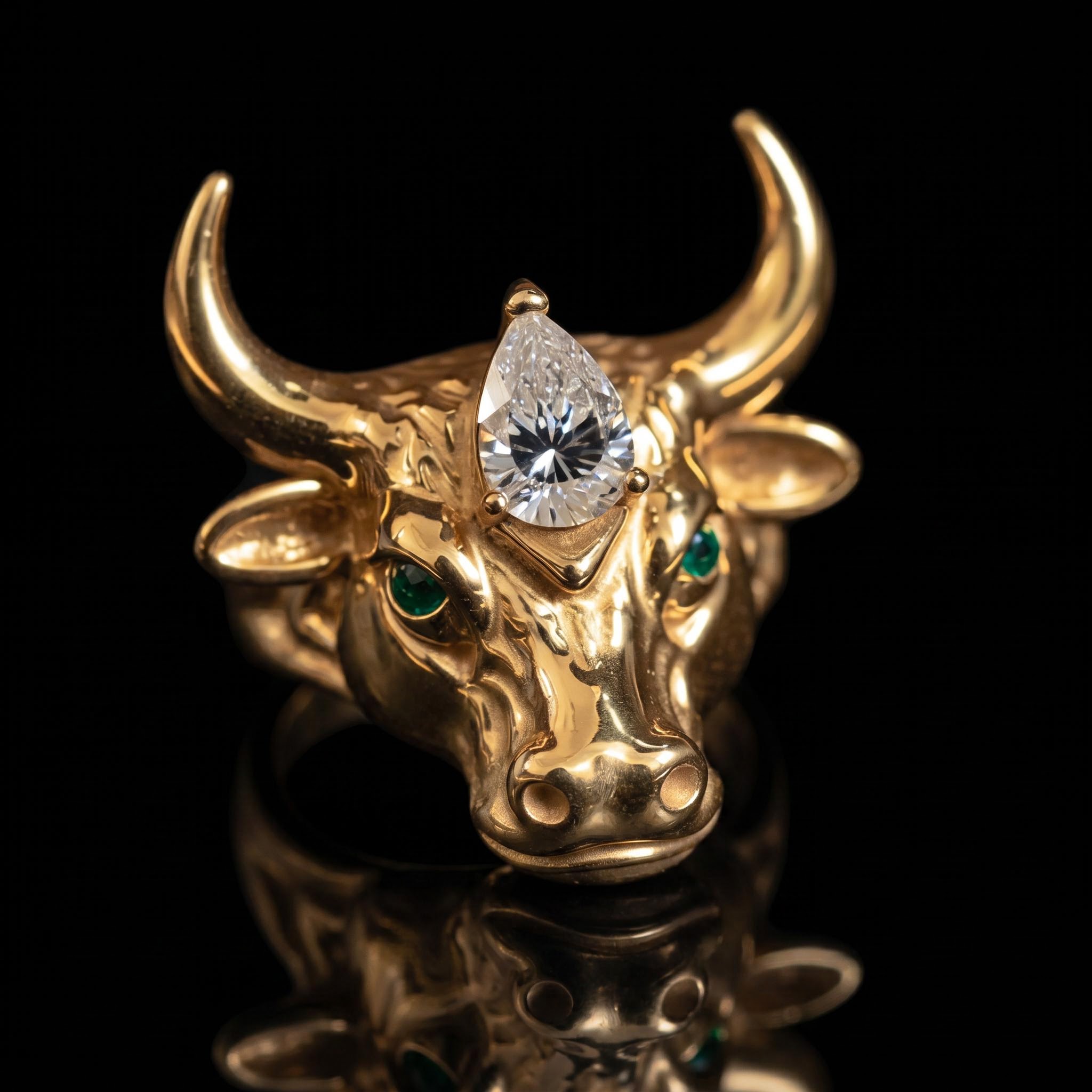 Iced Out Pear-Cut Bull Head Ring Iced Out Pear-Cut Bull Head Ring