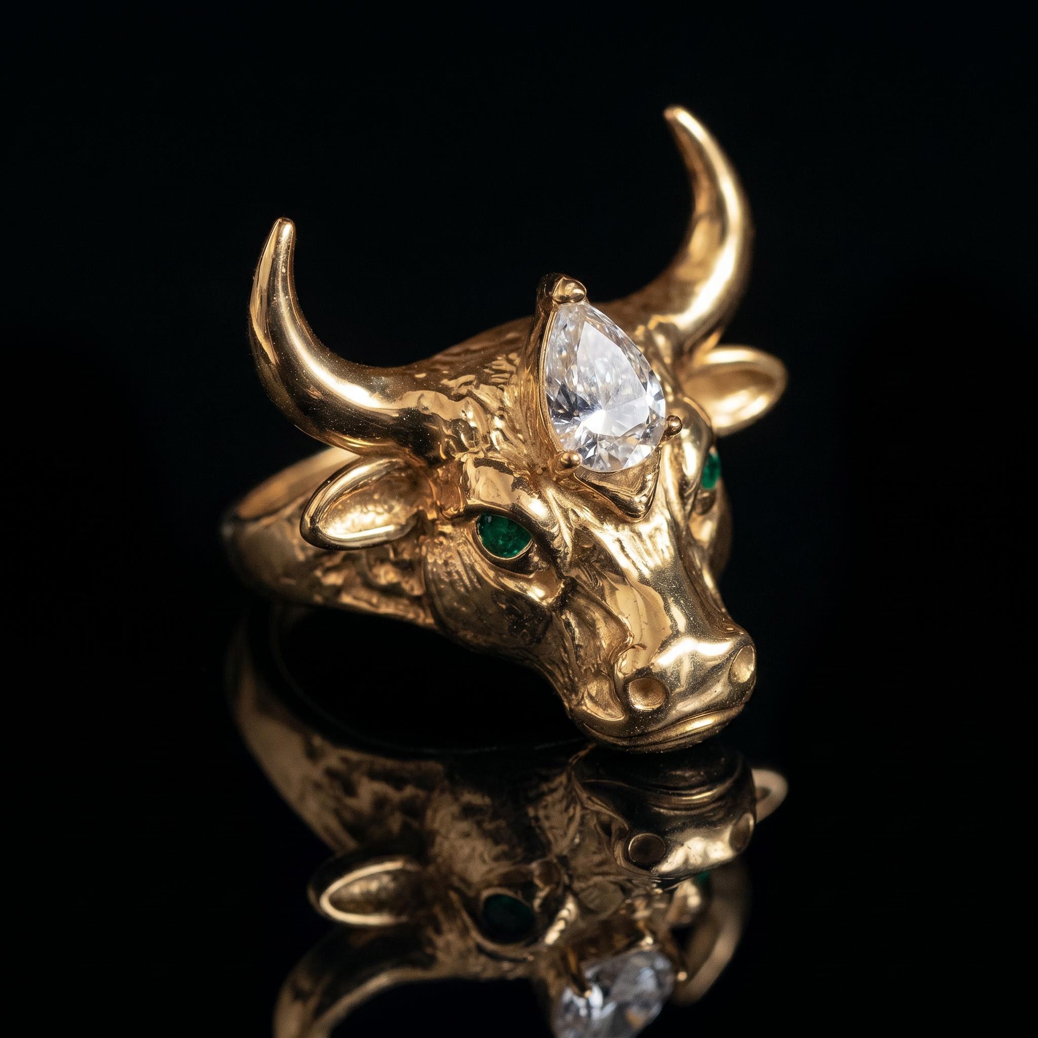 Iced Out Pear-Cut Bull Head Ring Iced Out Pear-Cut Bull Head Ring