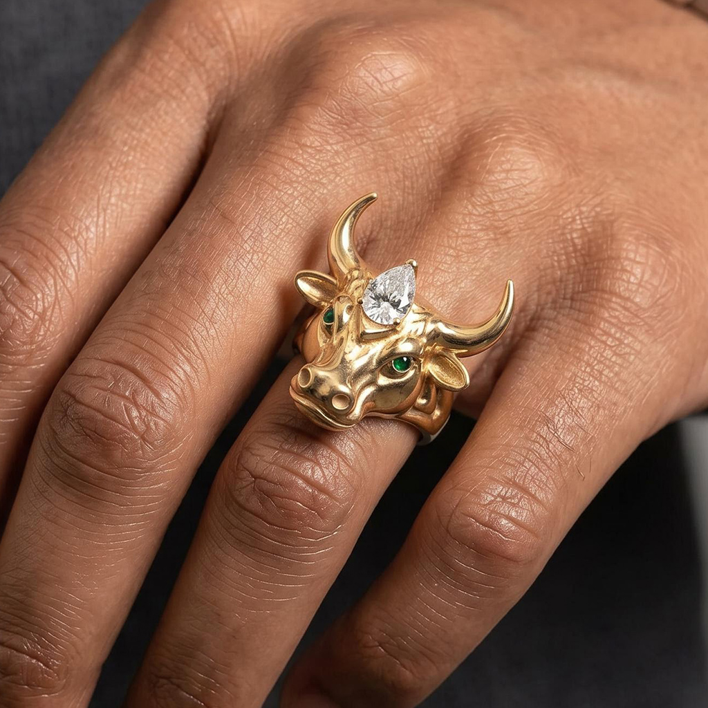 Iced Out Pear-Cut Bull Head Ring Iced Out Pear-Cut Bull Head Ring