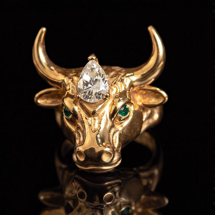 Iced Out Pear-Cut Bull Head Ring Iced Out Pear-Cut Bull Head Ring