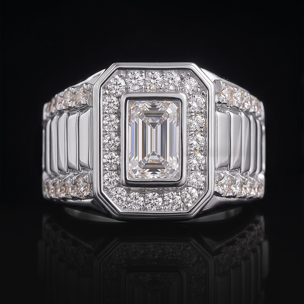 Iced Out Emerald-Cut Statement Ring