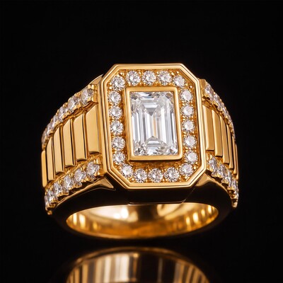 Iced Out Emerald-Cut Statement Ring
