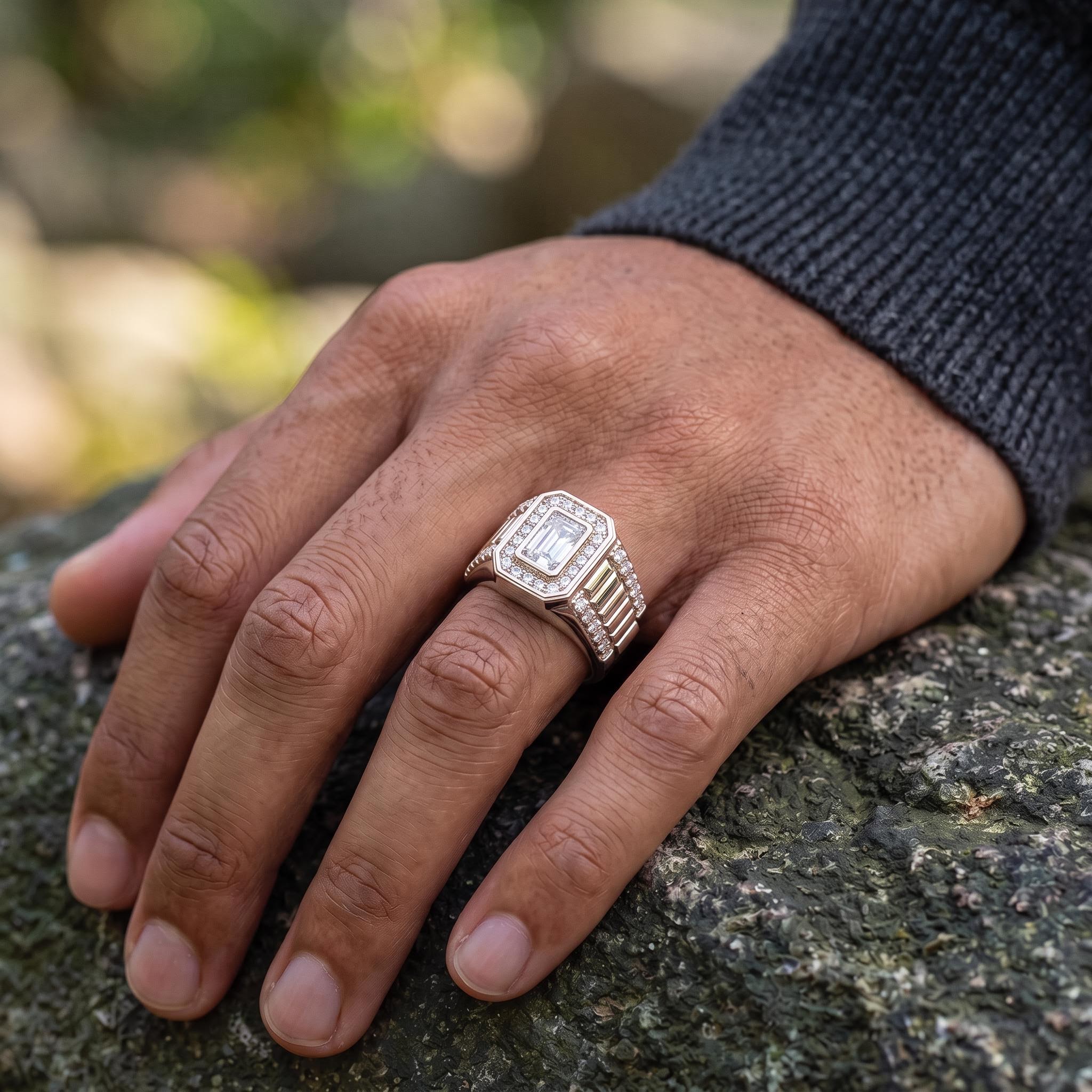 Iced Out Emerald-Cut Statement Ring