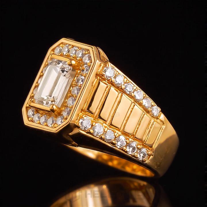 Iced Out Emerald-Cut Statement Ring