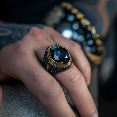 Iced Out Black Onyx Statement Ring