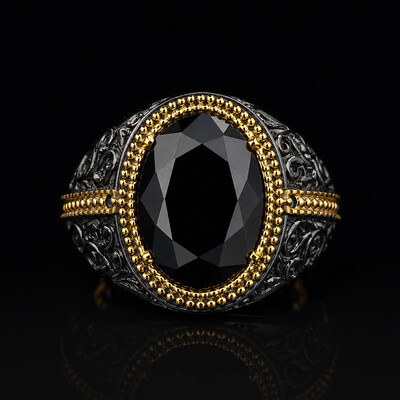 Iced Out Black Onyx Statement Ring