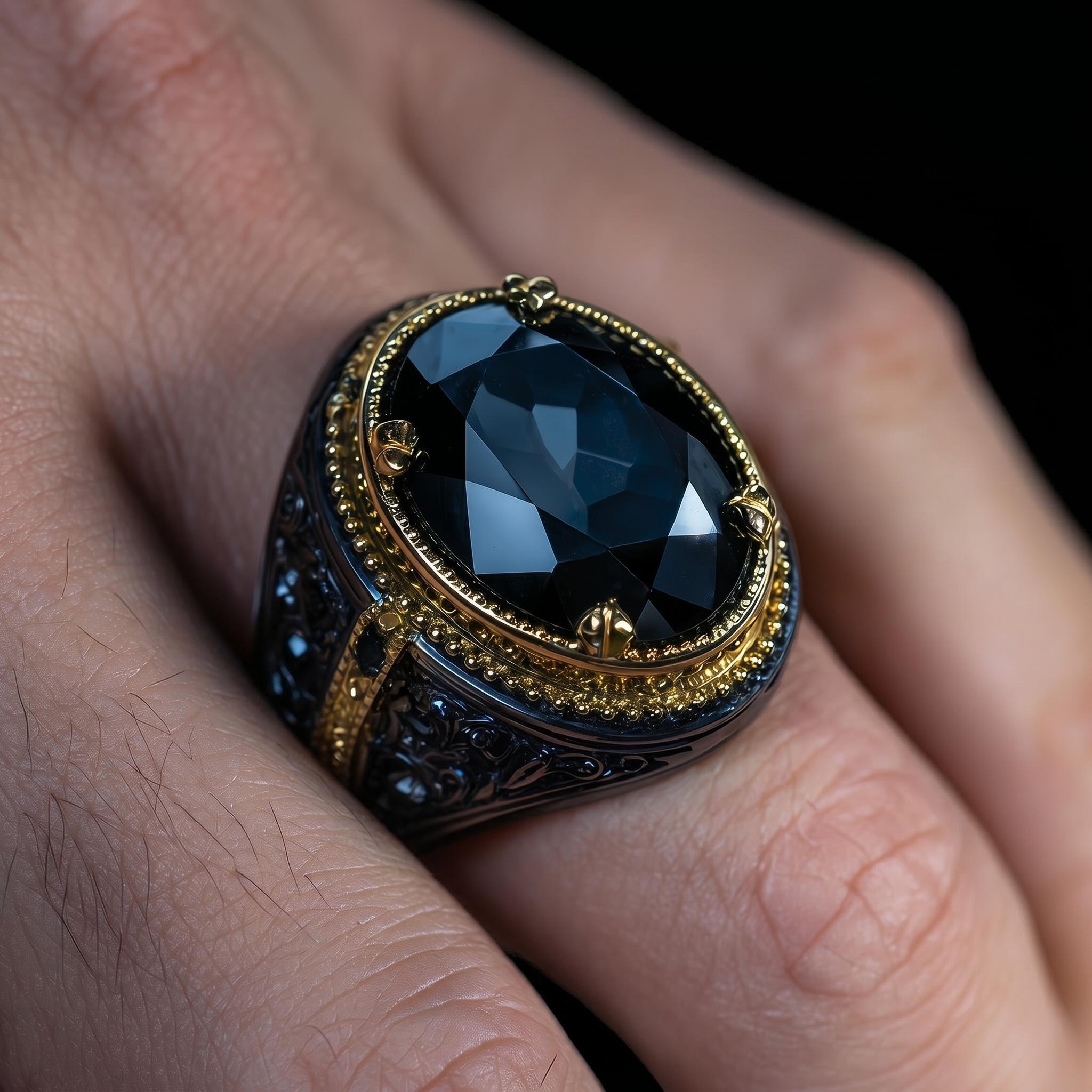 Iced Out Black Onyx Statement Ring