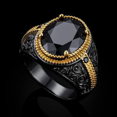 Iced Out Black Onyx Statement Ring