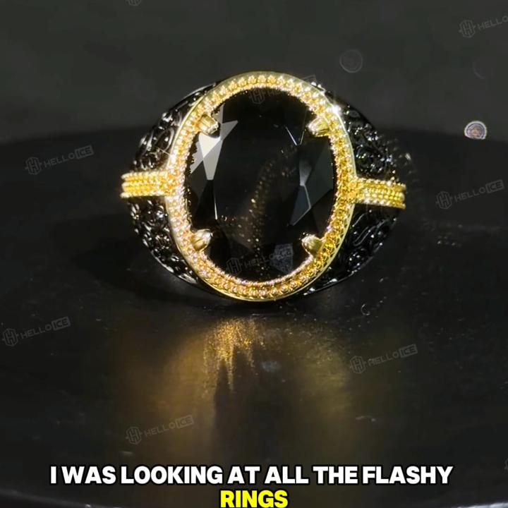 Iced Out Black Onyx Statement Ring