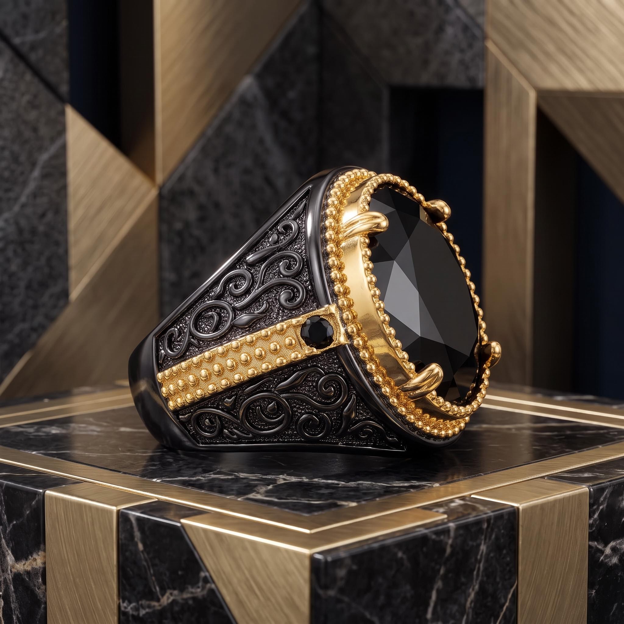 Iced Out Black Onyx Statement Ring Iced Out Black Onyx Statement Ring