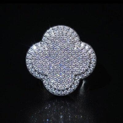 Iced Out Four-leaf Clover Statement Ring