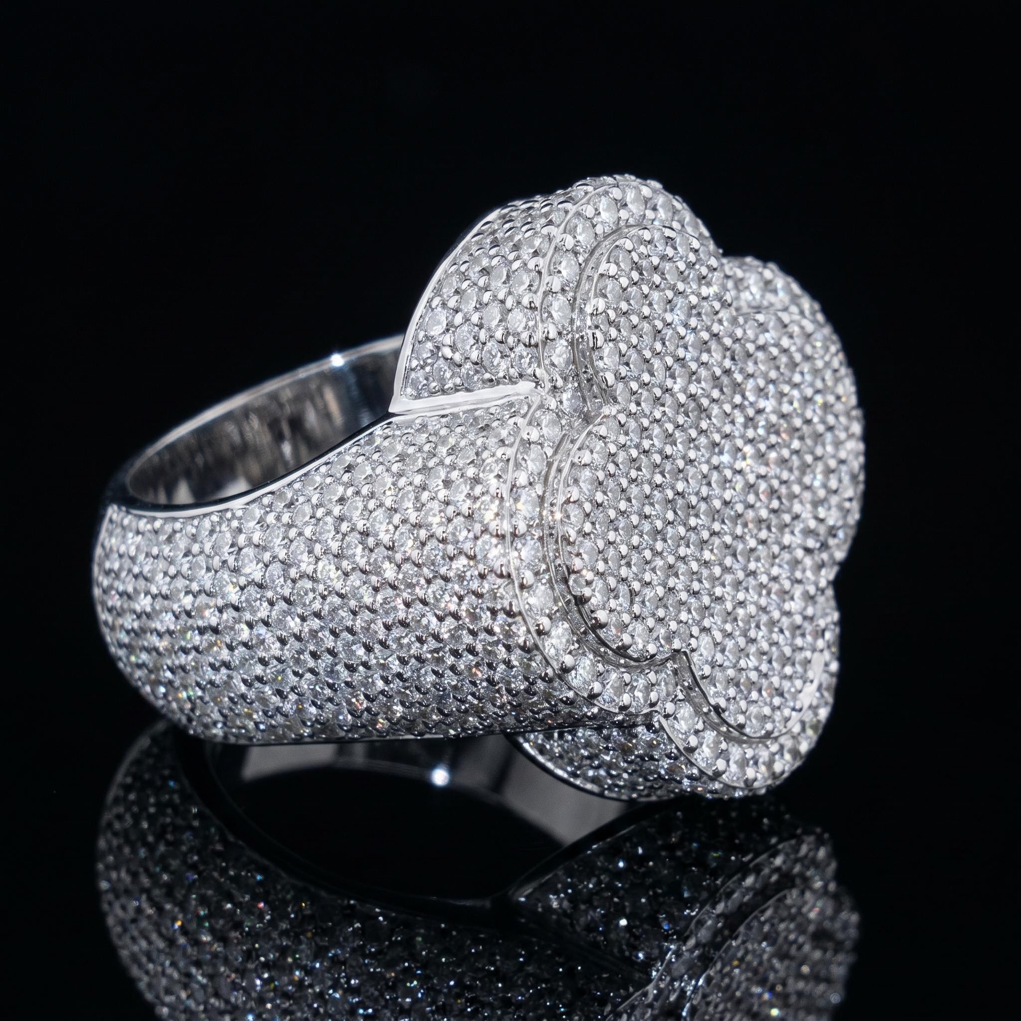 Iced Out Four-leaf Clover Statement Ring