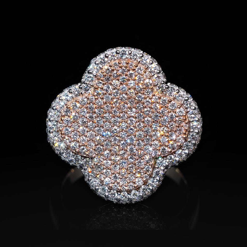 Iced Out Four-leaf Clover Statement Ring