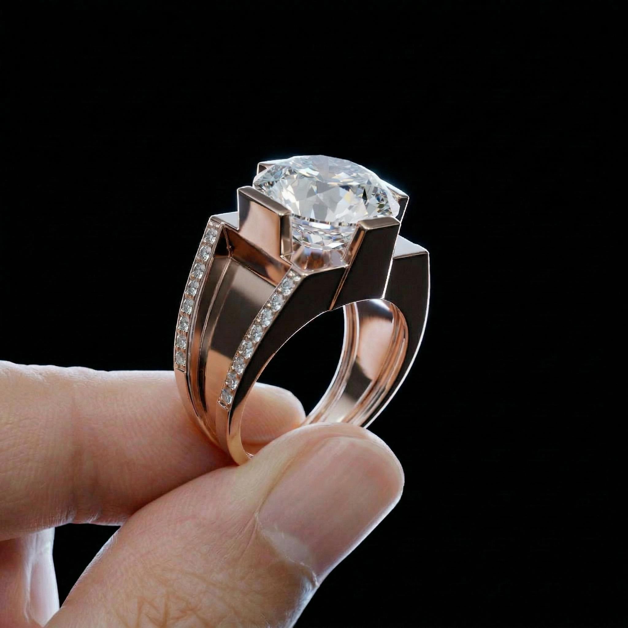 Iced Out 9.0 CT Round Cut Men's Ring