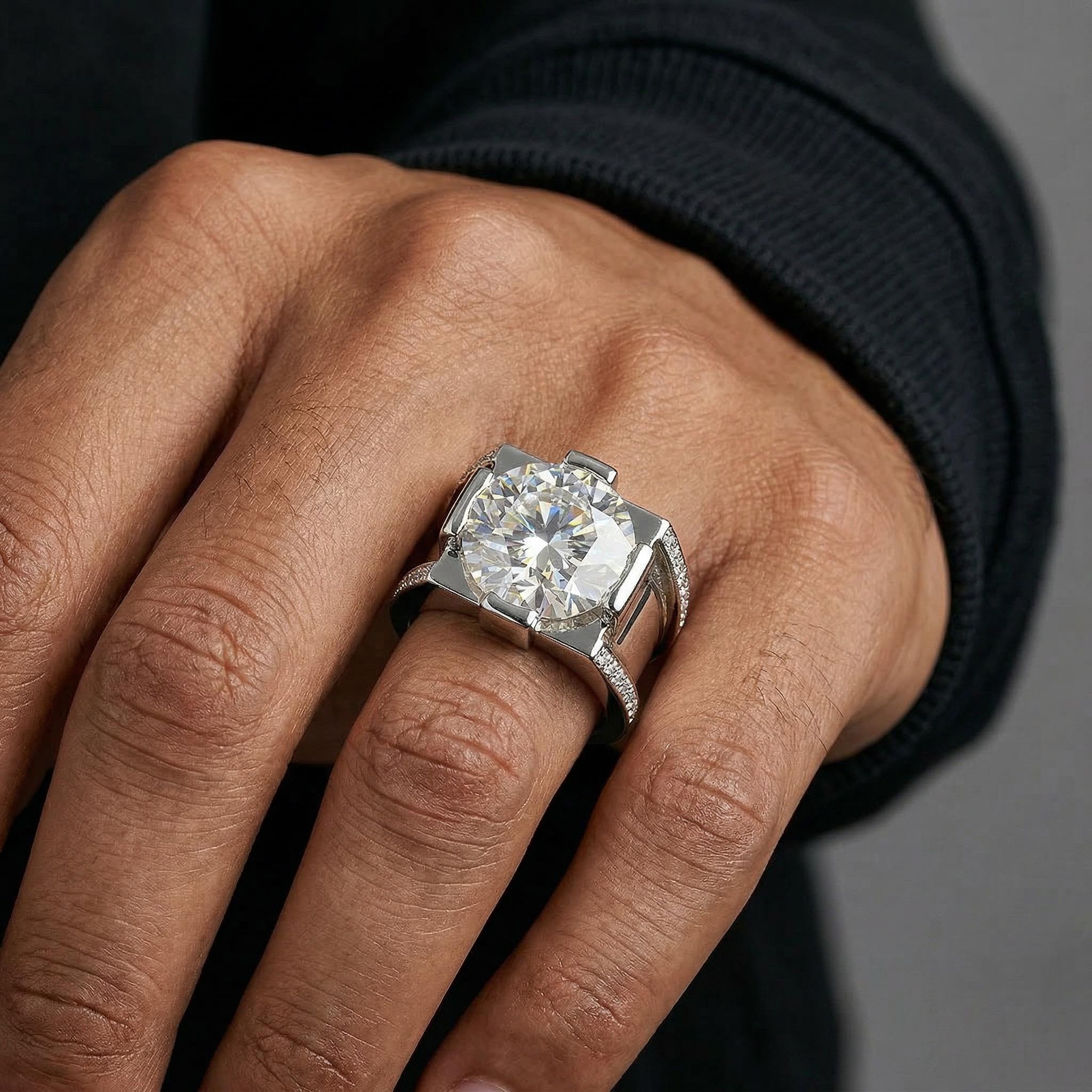 Iced Out 9.0 CT Round Cut Men's Ring