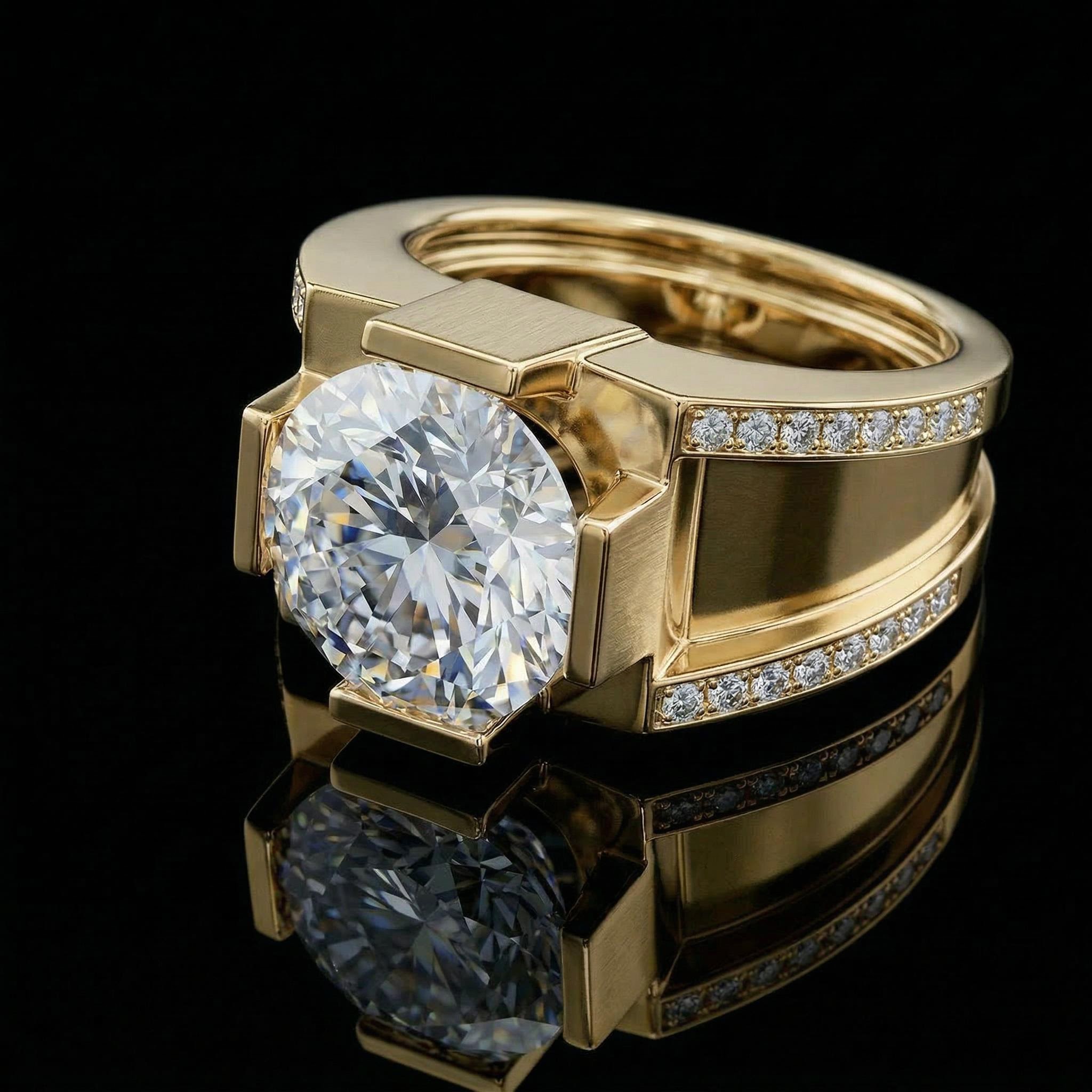 Iced Out 9.0 CT Round Cut Men's Ring
