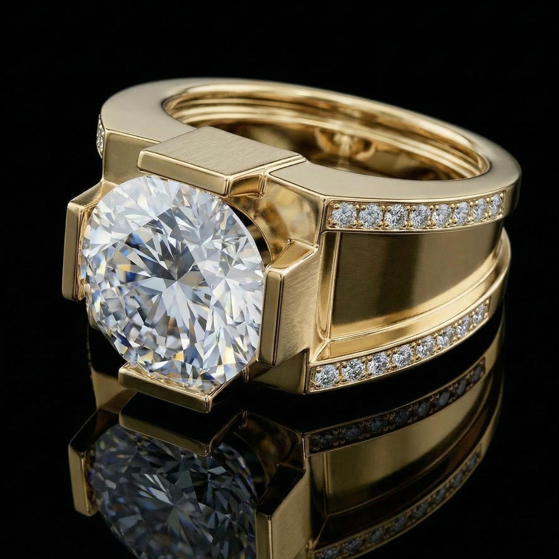 Iced Out 9.0 CT Round Cut Men's Ring Iced Out 9.0 CT Round Cut Men's Ring