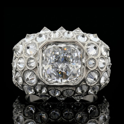 Iced Out Upside Down Inverted Cushion Cut Men's Ring