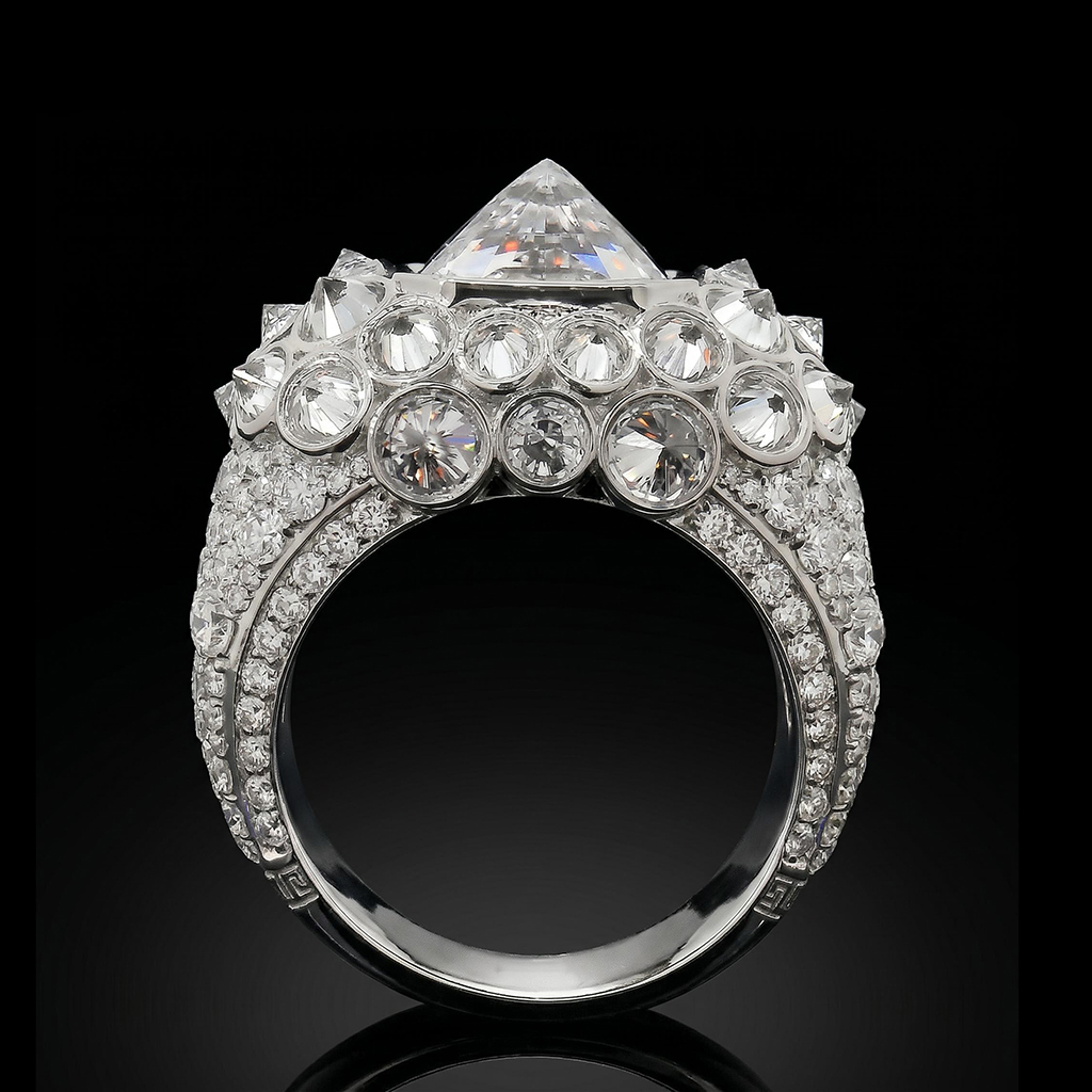 Iced Out Upside Down Inverted Cushion Cut Men's Ring Iced Out Upside Down Inverted Cushion Cut Men's Ring