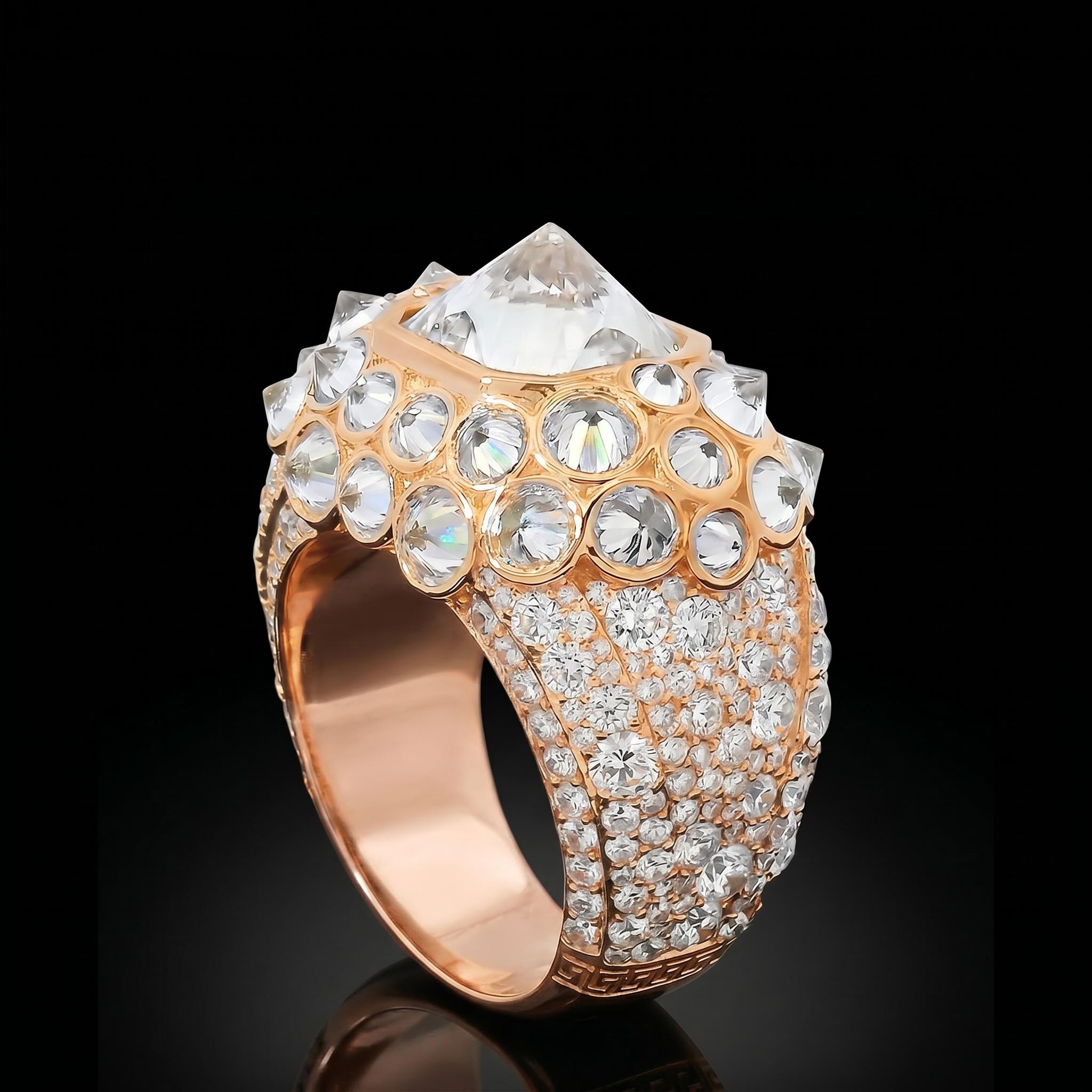 Iced Out Upside Down Inverted Cushion Cut Men's Ring Iced Out Upside Down Inverted Cushion Cut Men's Ring