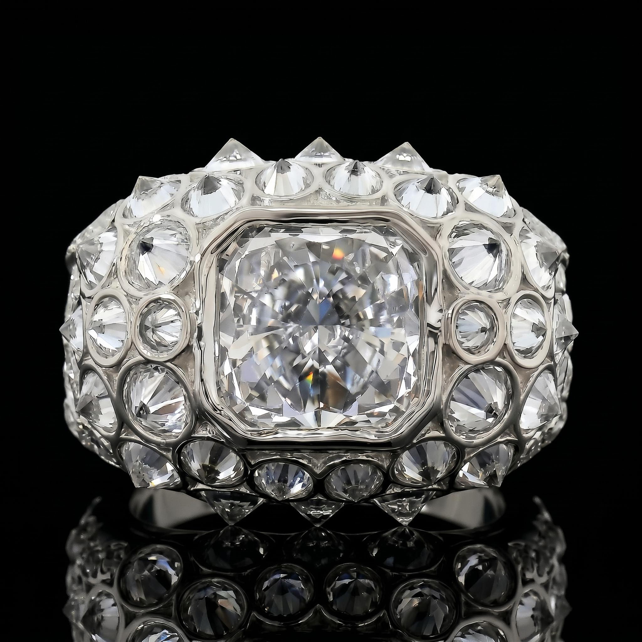 Iced Out Upside Down Inverted Cushion Cut Men's Ring Iced Out Upside Down Inverted Cushion Cut Men's Ring