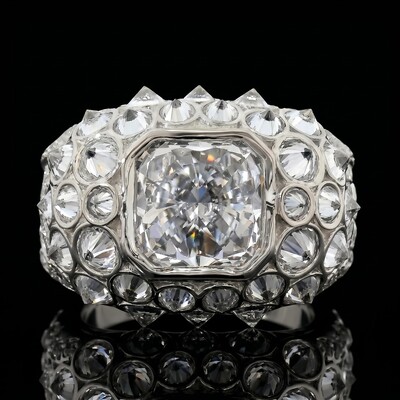 Iced Out Upside Down Inverted Cushion Cut Men's Ring