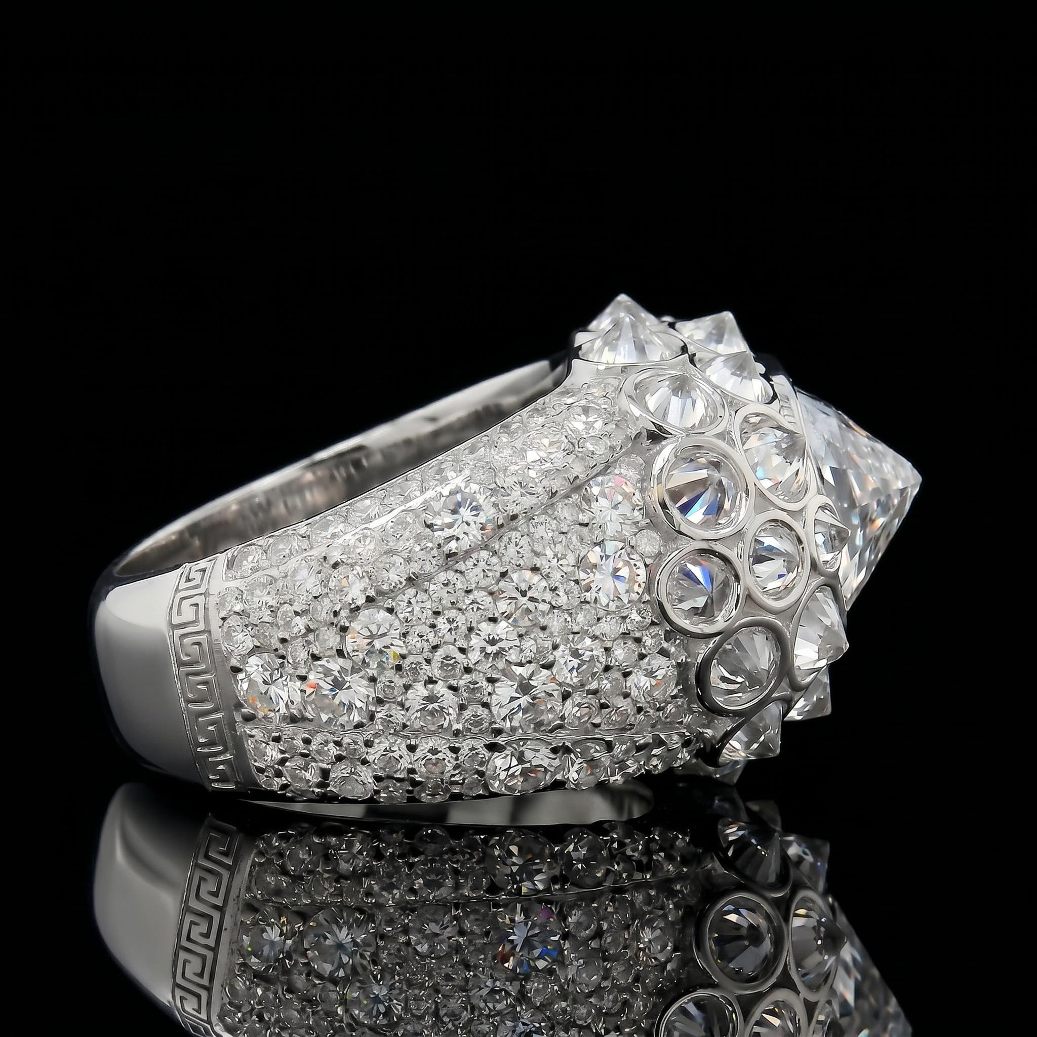 Iced Out Upside Down Inverted Cushion Cut Men's Ring Iced Out Upside Down Inverted Cushion Cut Men's Ring