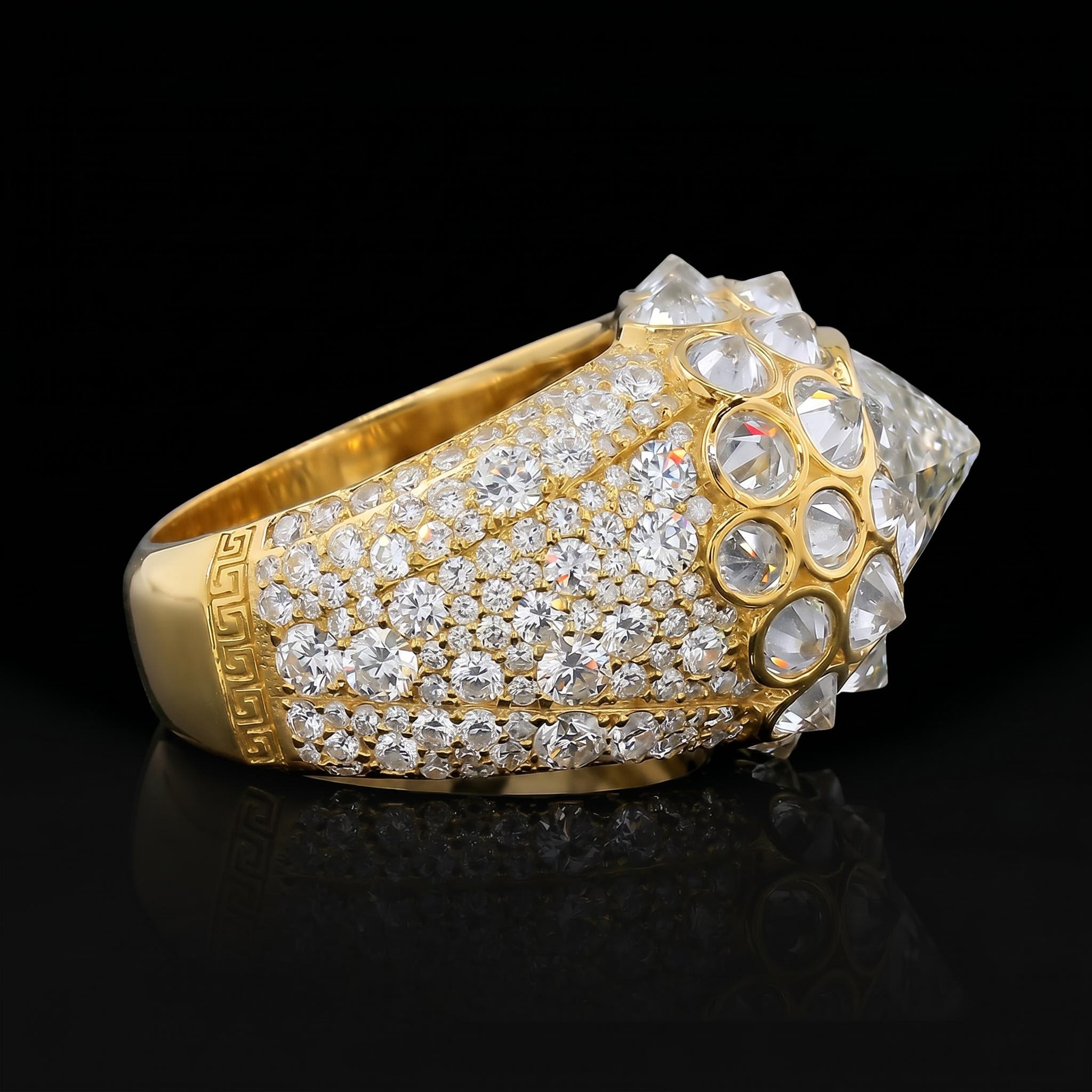 Iced Out Upside Down Inverted Cushion Cut Men's Ring Iced Out Upside Down Inverted Cushion Cut Men's Ring