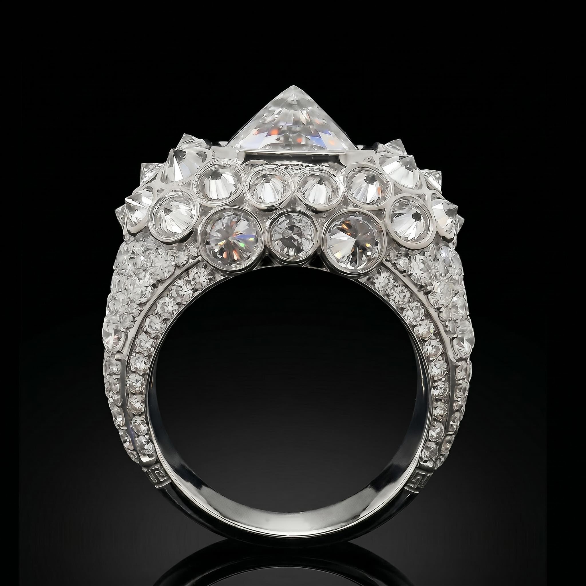 Iced Out Upside Down Inverted Cushion Cut Men's Ring Iced Out Upside Down Inverted Cushion Cut Men's Ring