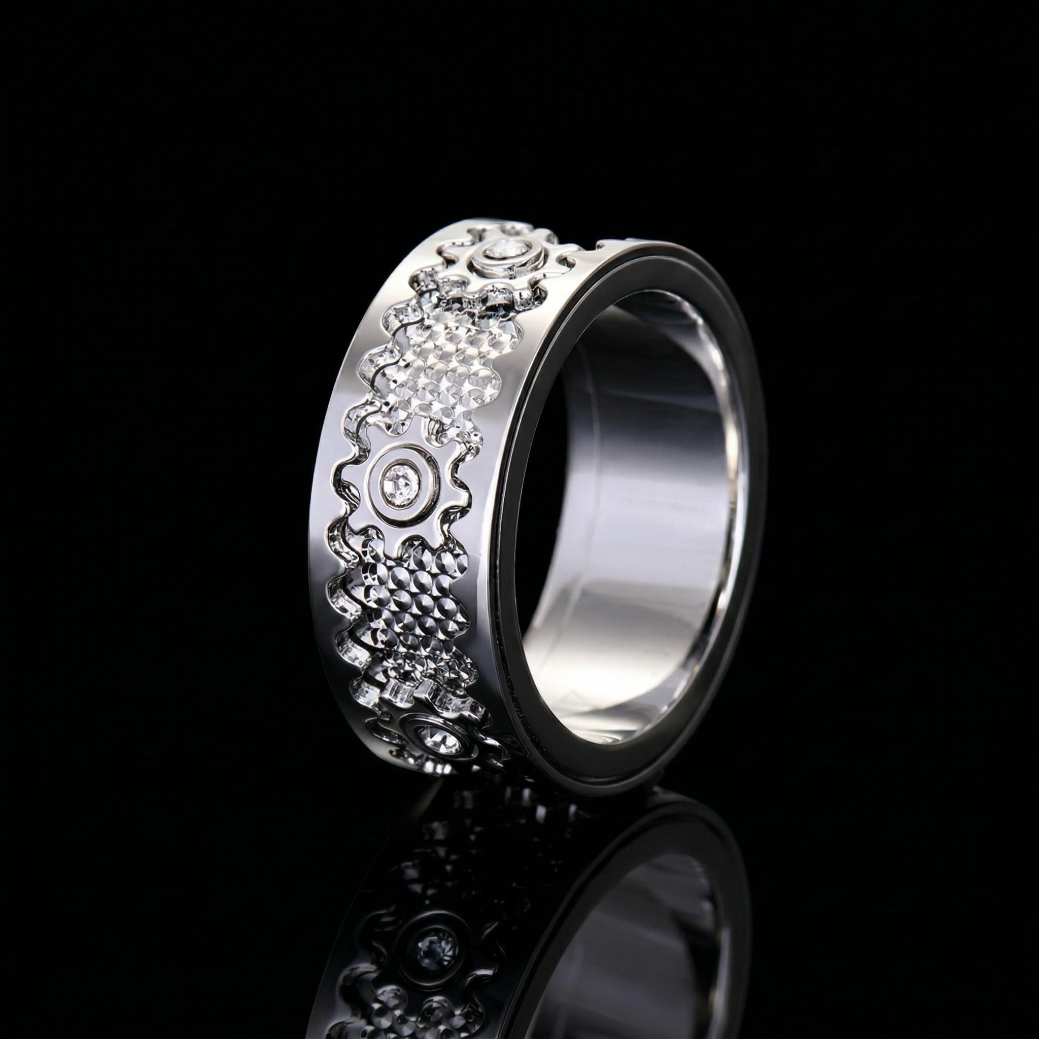 Rotating Gear Spinner Fidget Ring Rotating Gear Spinner Fidget Ring