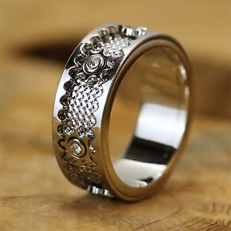 Rotating Gear Spinner Fidget Ring