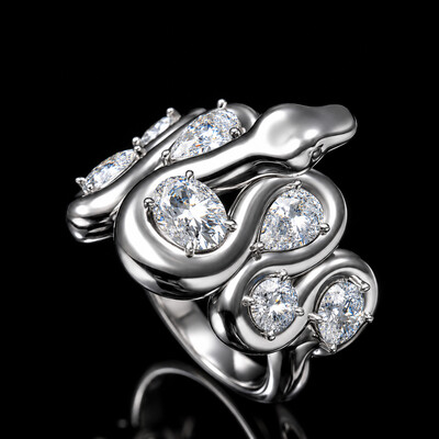 Iced Out Multi-cut Snake Statement Ring