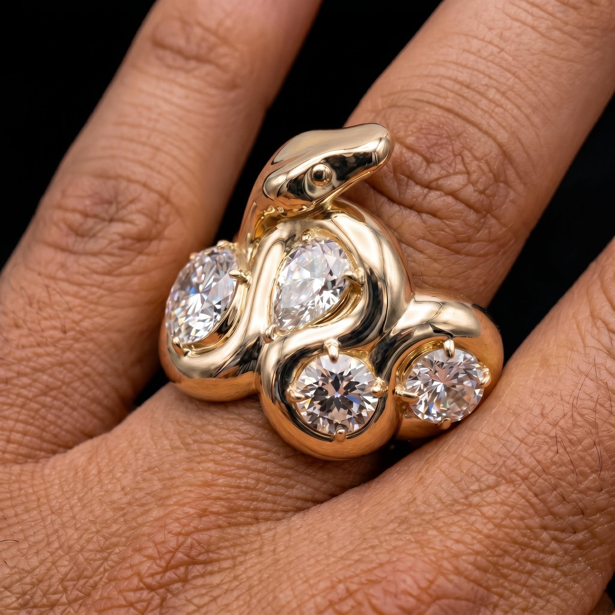 Iced Out Multi-cut Snake Statement Ring