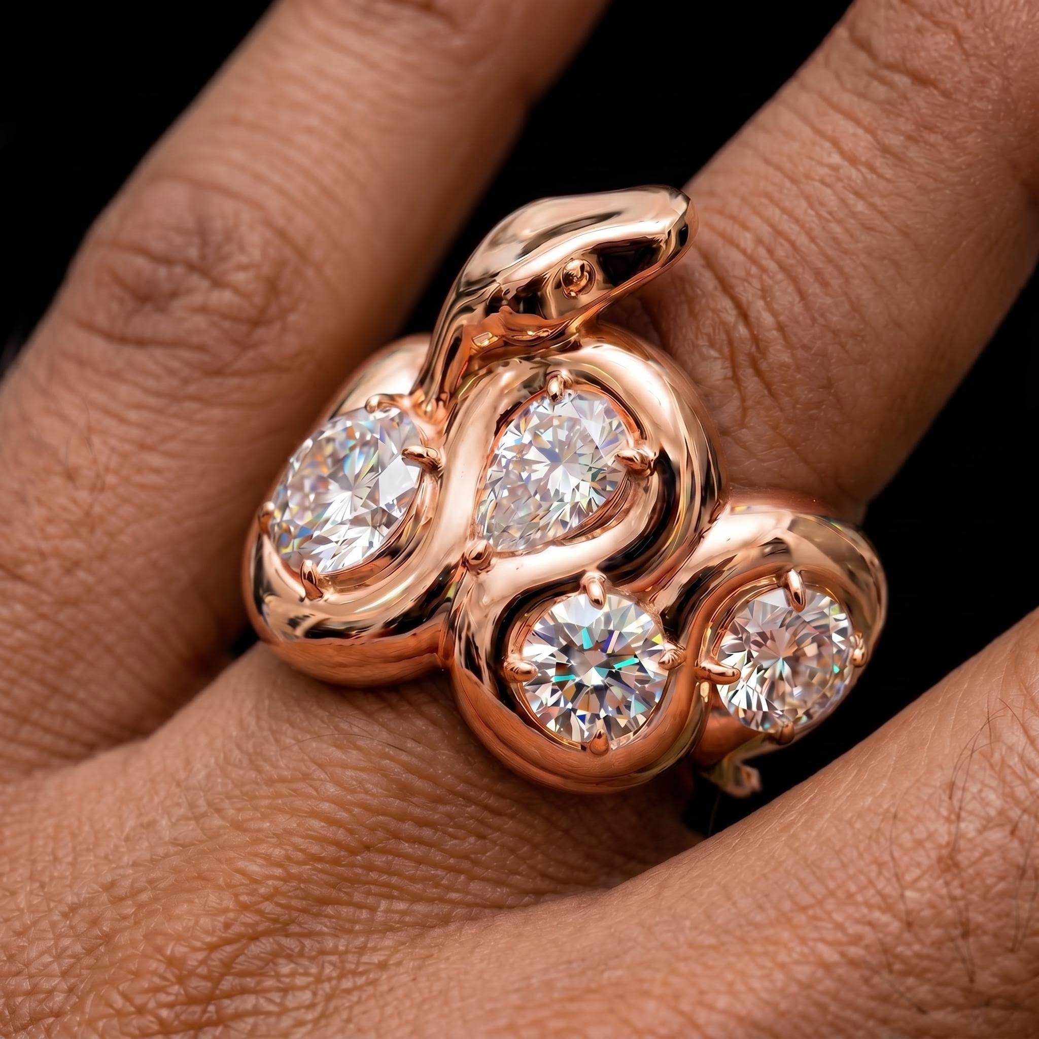 Iced Out Multi-cut Snake Statement Ring