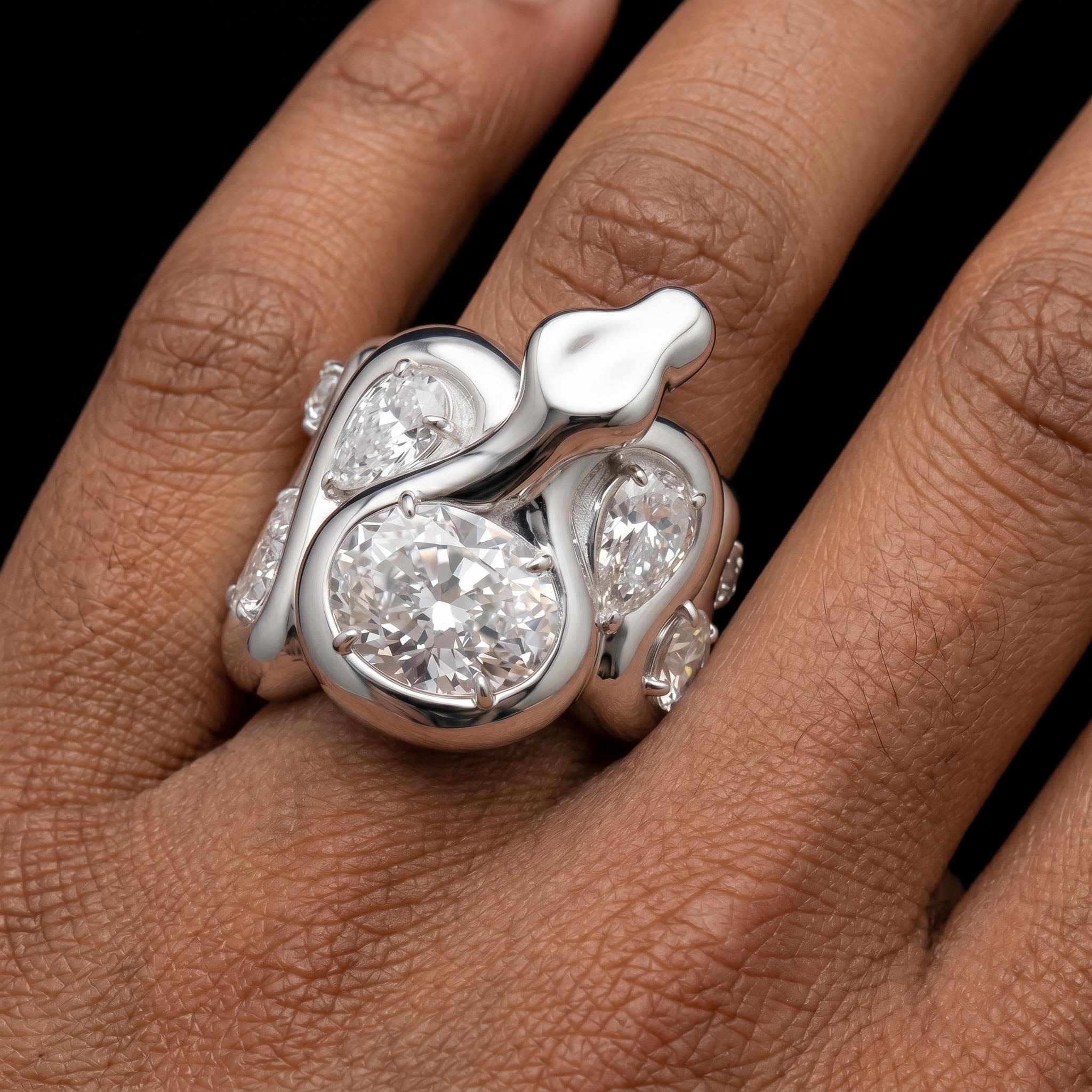 Iced Out Multi-cut Snake Statement Ring
