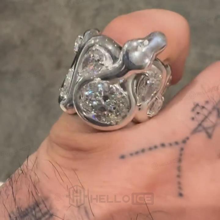 Iced Out Multi-cut Snake Statement Ring